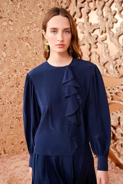 Outlet Ulla Johnson Adelaide Blouse Midnight