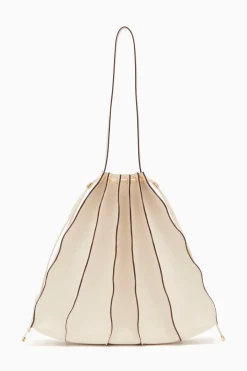 New Ulla Johnson Adria Pleated Wave Tote Alabaster