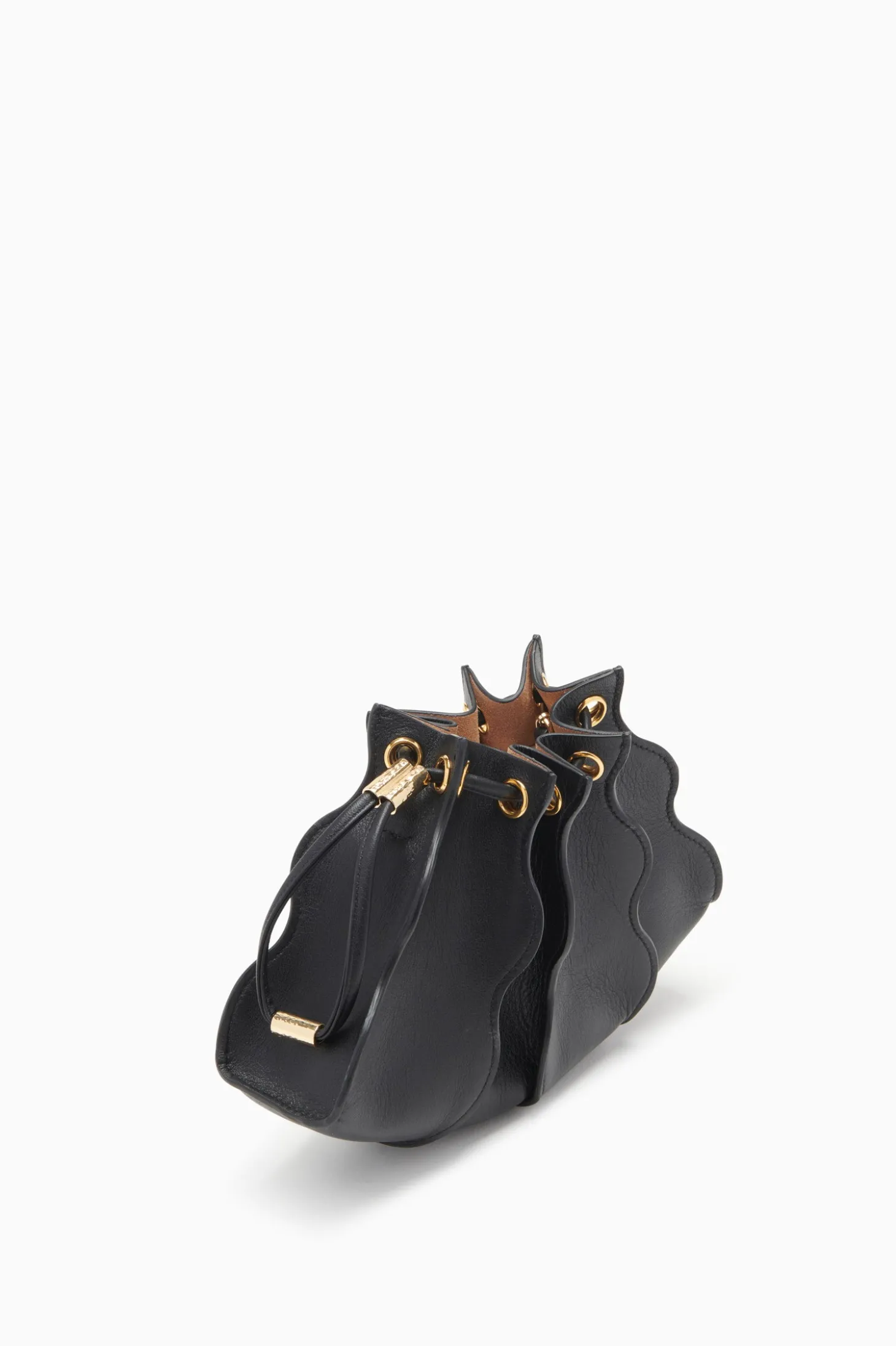 New Ulla Johnson Adria Pleated Wave Wristlet Noir