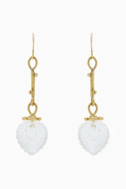 Sale Ulla Johnson Carved Heart Earrings Clear Quartz