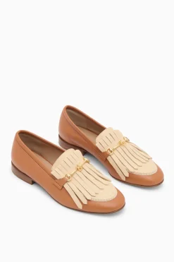 Cheap Ulla Johnson Greta Fringe Loafer Pecan Brown Colorblock