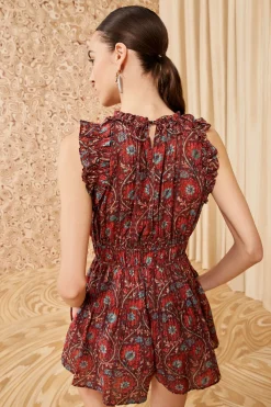 Fashion Ulla Johnson Orla Romper Pomegranate
