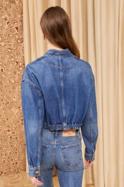 New Ulla Johnson The Alessa Jacket Danube Medium Indigo Wash