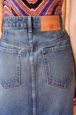 Online Ulla Johnson The Bea Skirt Danube Medium Indigo Wash