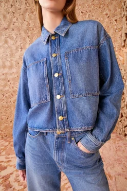 Discount Ulla Johnson The Bobbi Jacket Danube Medium Indigo Wash