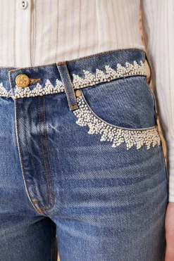 Best Ulla Johnson The French Knot Daphne Jean Danube Medium Indigo Wash