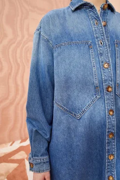 New Ulla Johnson The Valerie Dress Danube Medium Indigo Wash