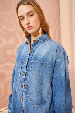 New Ulla Johnson The Valerie Dress Danube Medium Indigo Wash