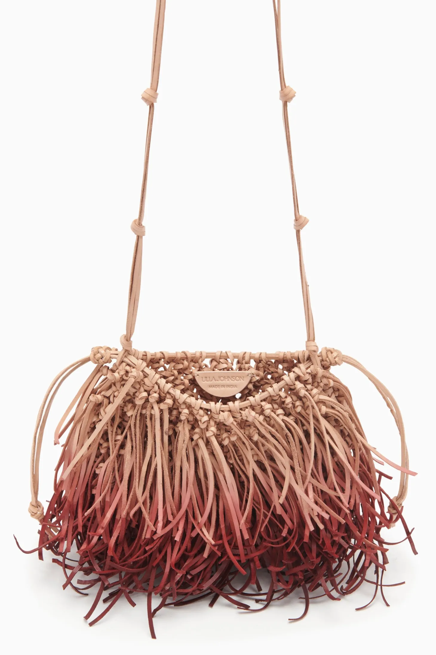 Shop Ulla Johnson Valeria Fringe Crossbody Pomegranate Ombre