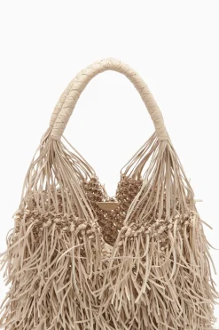 Shop Ulla Johnson Valeria Large Fringe Hobo Alabaster